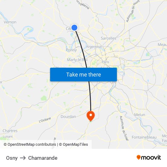 Osny to Chamarande map