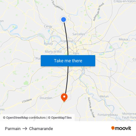 Parmain to Chamarande map