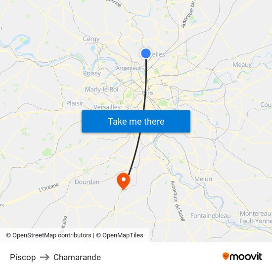 Piscop to Chamarande map