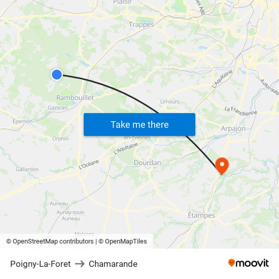Poigny-La-Foret to Chamarande map