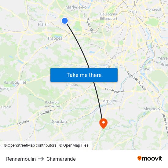 Rennemoulin to Chamarande map