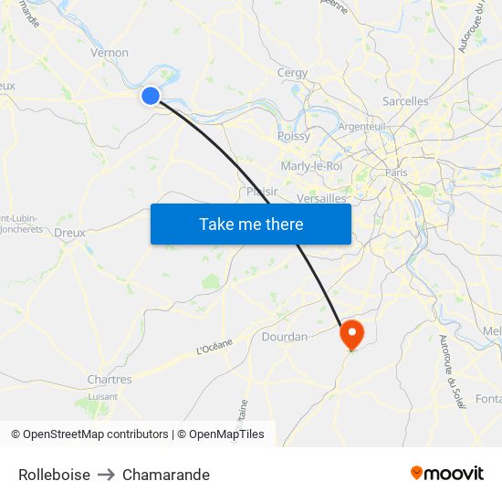 Rolleboise to Chamarande map