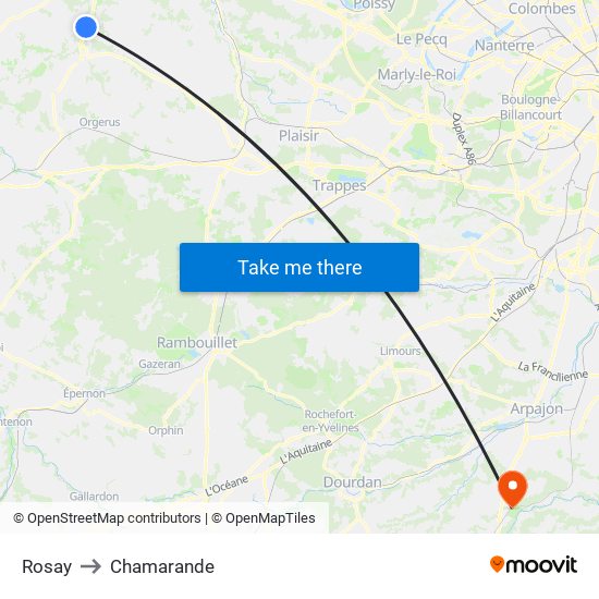 Rosay to Chamarande map