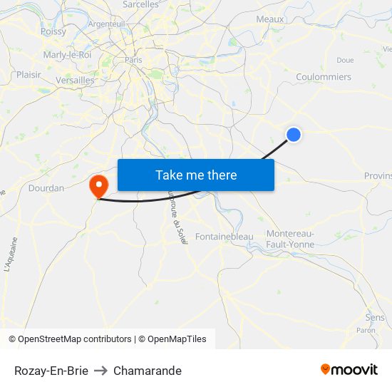 Rozay-En-Brie to Chamarande map