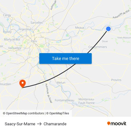 Saacy-Sur-Marne to Chamarande map