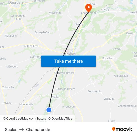 Saclas to Chamarande map