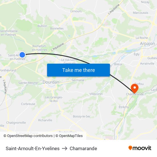 Saint-Arnoult-En-Yvelines to Chamarande map