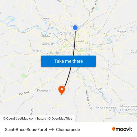 Saint-Brice-Sous-Foret to Chamarande map