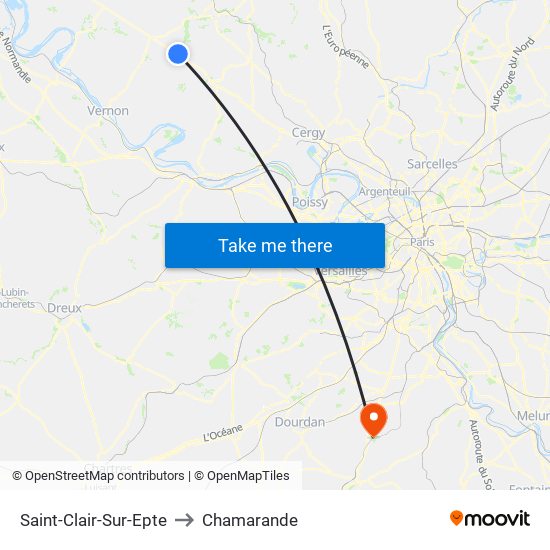 Saint-Clair-Sur-Epte to Chamarande map