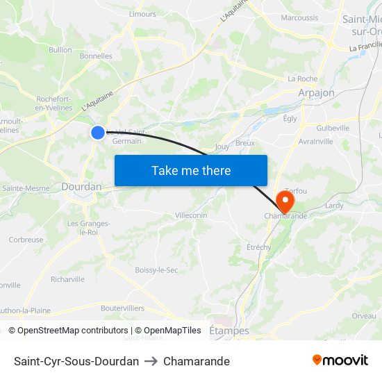 Saint-Cyr-Sous-Dourdan to Chamarande map