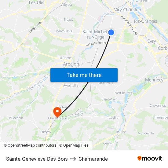 Sainte-Genevieve-Des-Bois to Chamarande map