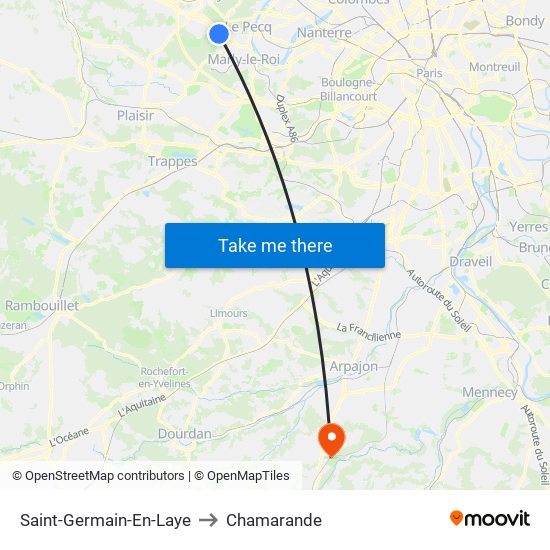 Saint-Germain-En-Laye to Chamarande map