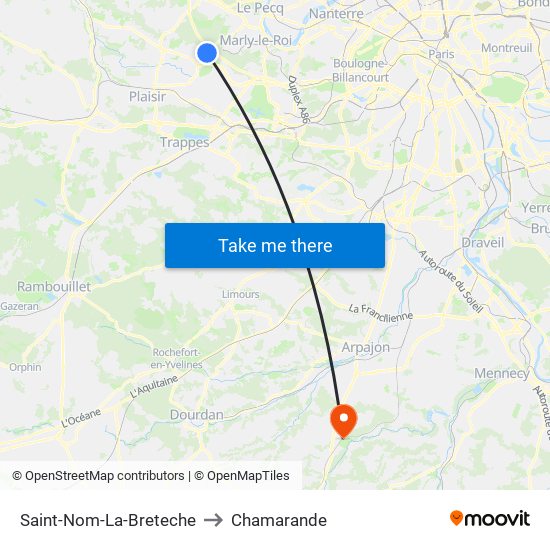 Saint-Nom-La-Breteche to Chamarande map