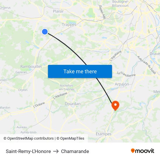 Saint-Remy-L'Honore to Chamarande map