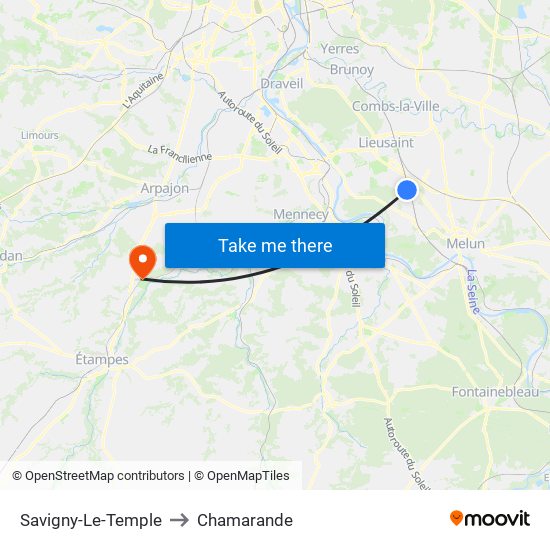 Savigny-Le-Temple to Chamarande map