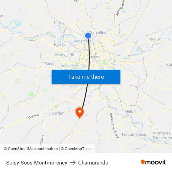 Soisy-Sous-Montmorency to Chamarande map