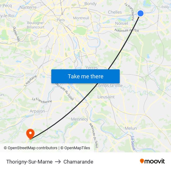 Thorigny-Sur-Marne to Chamarande map