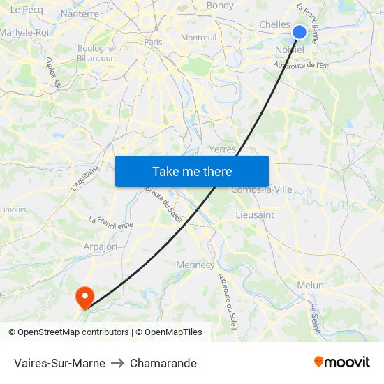 Vaires-Sur-Marne to Chamarande map