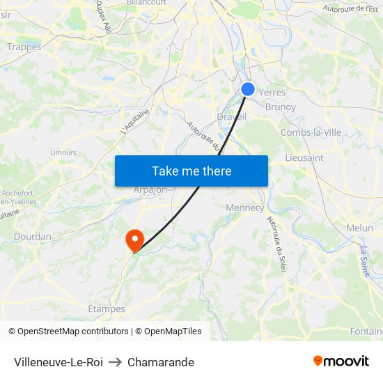 Villeneuve-Le-Roi to Chamarande map