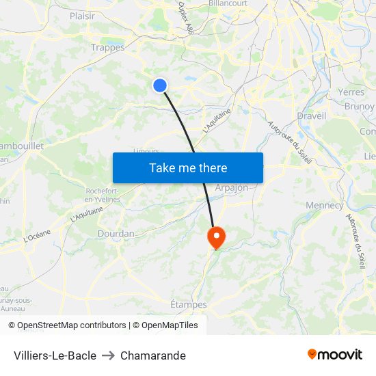 Villiers-Le-Bacle to Chamarande map