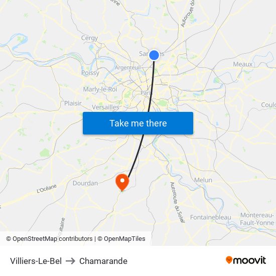 Villiers-Le-Bel to Chamarande map