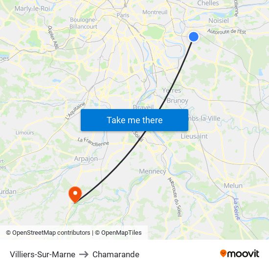 Villiers-Sur-Marne to Chamarande map