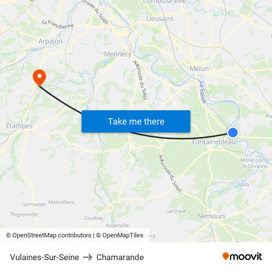 Vulaines-Sur-Seine to Chamarande map
