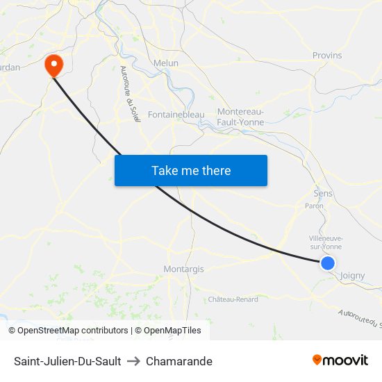 Saint-Julien-Du-Sault to Chamarande map