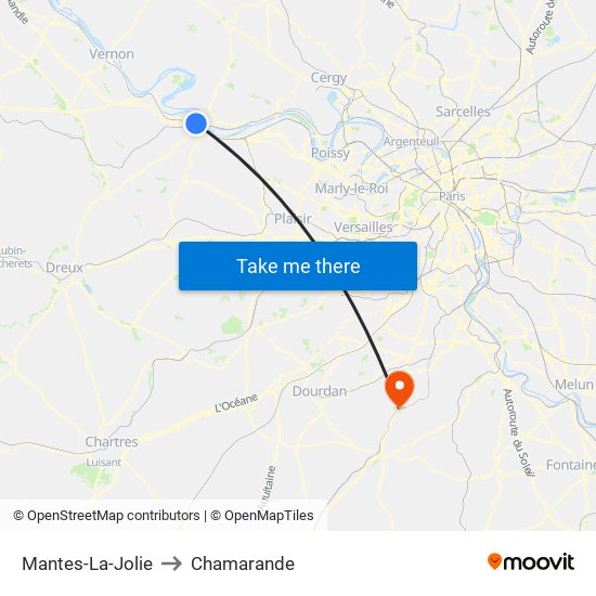 Mantes-La-Jolie to Chamarande map