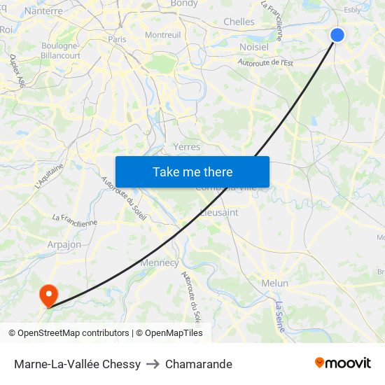 Marne-La-Vallée Chessy to Chamarande map