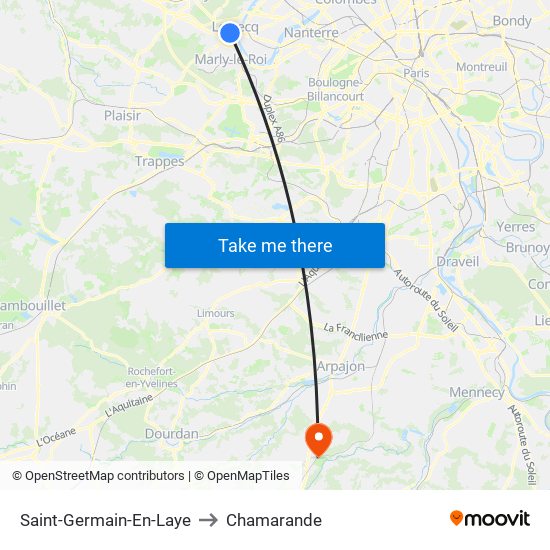 Saint-Germain-En-Laye to Chamarande map