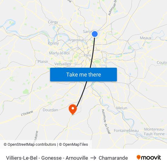 Villiers-Le-Bel - Gonesse - Arnouville to Chamarande map