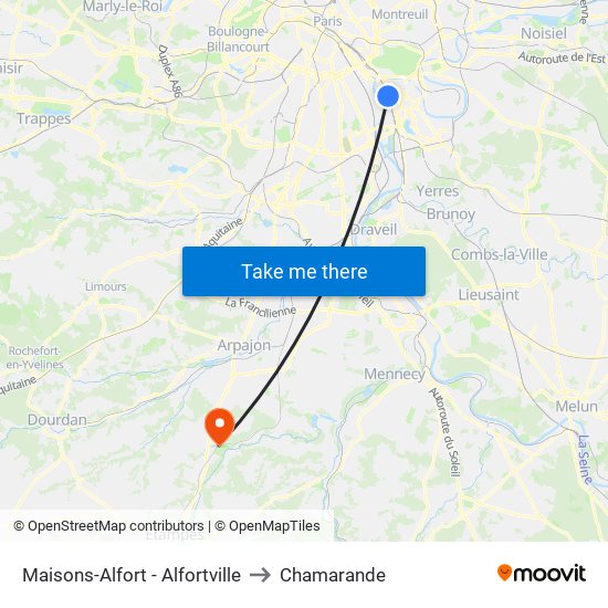 Maisons-Alfort - Alfortville to Chamarande map