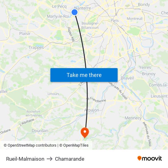 Rueil-Malmaison to Chamarande map