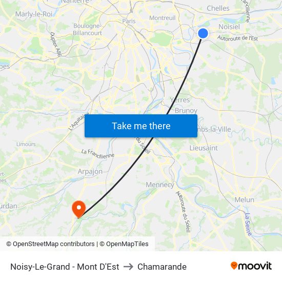 Noisy-Le-Grand - Mont D'Est to Chamarande map