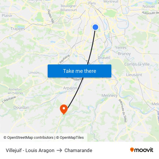 Villejuif - Louis Aragon to Chamarande map