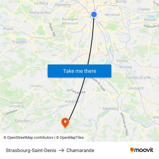 Strasbourg-Saint-Denis to Chamarande map