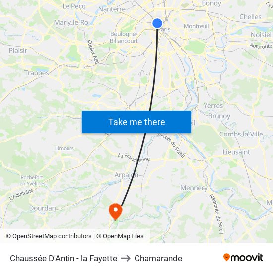 Chaussée D'Antin - la Fayette to Chamarande map