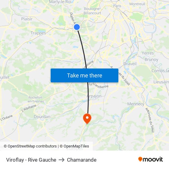 Viroflay - Rive Gauche to Chamarande map