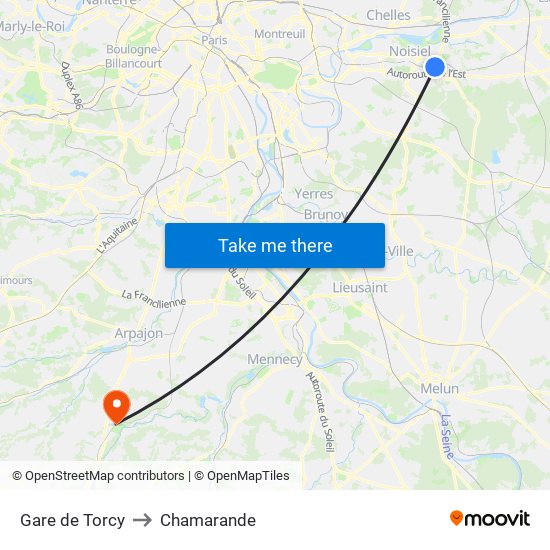 Gare de Torcy to Chamarande map