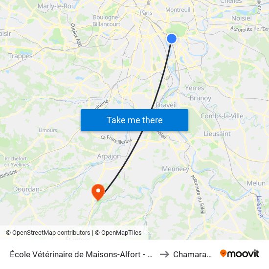 École Vétérinaire de Maisons-Alfort - Métro to Chamarande map