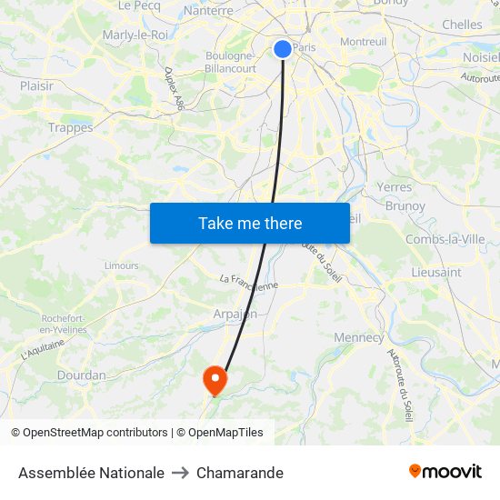 Assemblée Nationale to Chamarande map
