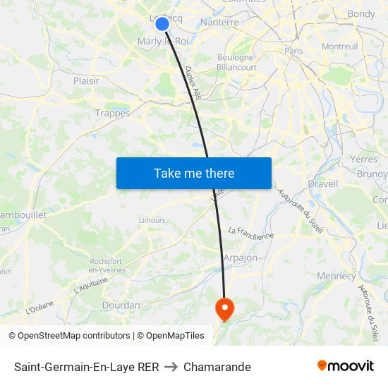Saint-Germain-En-Laye RER to Chamarande map