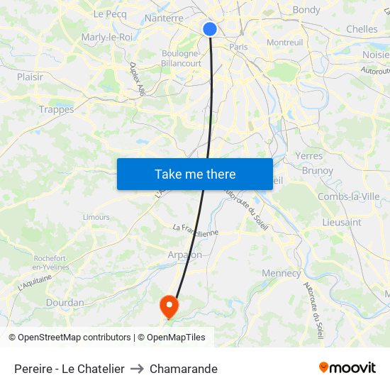 Pereire - Le Chatelier to Chamarande map