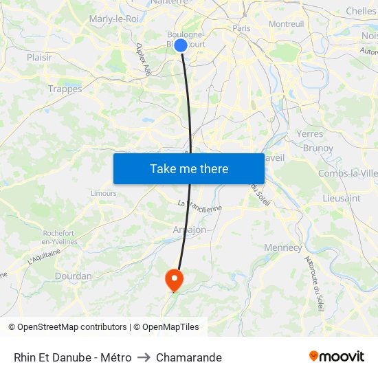 Rhin Et Danube - Métro to Chamarande map