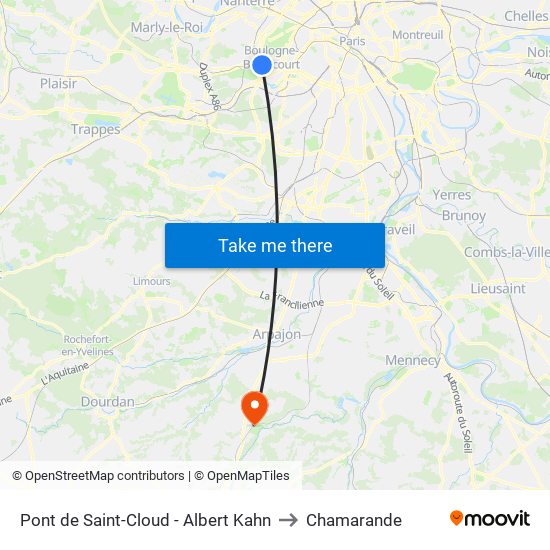 Pont de Saint-Cloud - Albert Kahn to Chamarande map