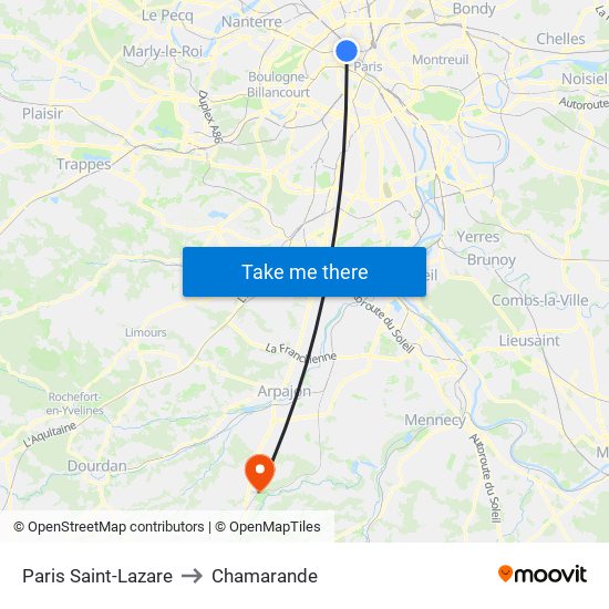 Paris Saint-Lazare to Chamarande map