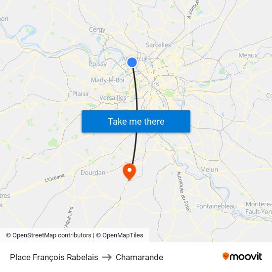 Place François Rabelais to Chamarande map