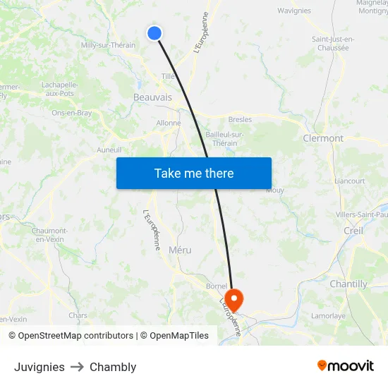 Juvignies to Chambly map