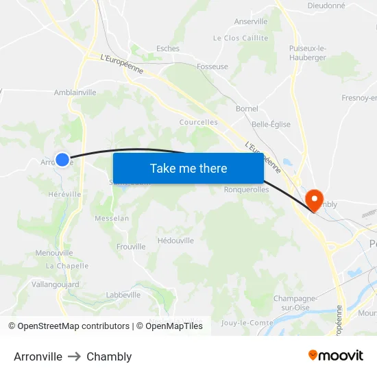 Arronville to Chambly map